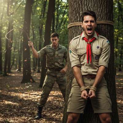 Nothing hotter than a muscular guy dominating a scout with his whip. The power, the control, the raw desire—pure perfection....