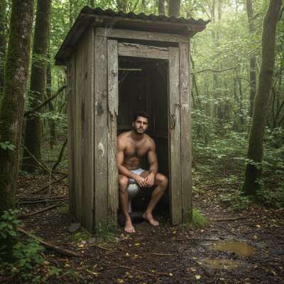 Nothing beats a hot, sweaty muscle boy in his tight briefs, squatting in a rustic forest outhouse. The raw, primal energy of...