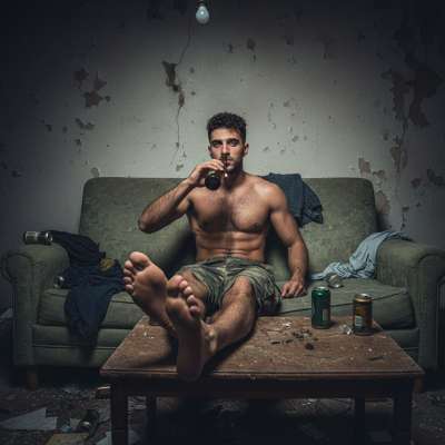 Rough boy, cold beer, and those dirty feet—perfection. Nothing hotter than a guy who owns his filth. 🍻👣 #perverts...