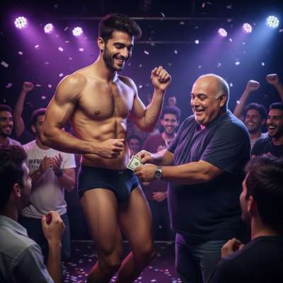Watch this stripper shake his ass in tight briefs, teasing old men with every sway. The room is hot, the vibes are filthy,...