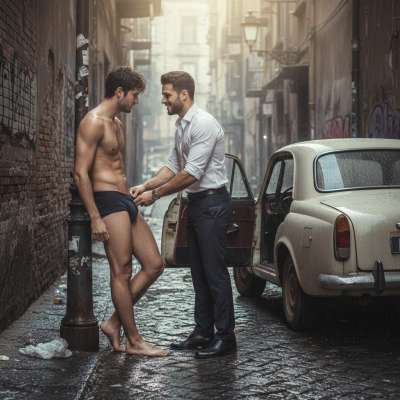 Dirty street hustler selling his ass for the right price—no shame, just pure, filthy pleasure. Who’s ready to claim this...