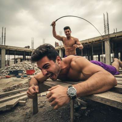 Hardcore submission at its finest—this boy takes brutal lashes in an abandoned construction site, his skin glowing with pain...
