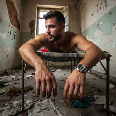 Nothing hotter than a gorgeous guy lost in filth, surrounded by the raw, primal mess of human decay. The scent of piss and...