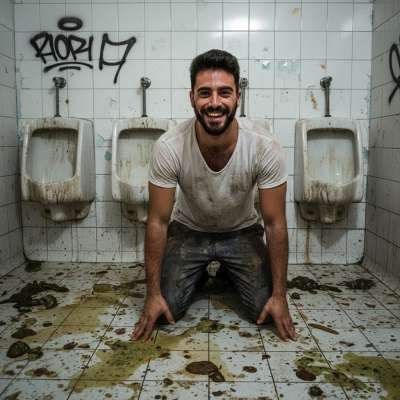 Nothing beats the thrill of sinking into a filthy public toilet, covered in shit and vomit—pure depravity at its finest! 😈💦...