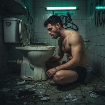 Nothing hotter than a depraved man licking a filthy public toilet—every drop of scat a sinful delight. 😈💦 #gayscat...