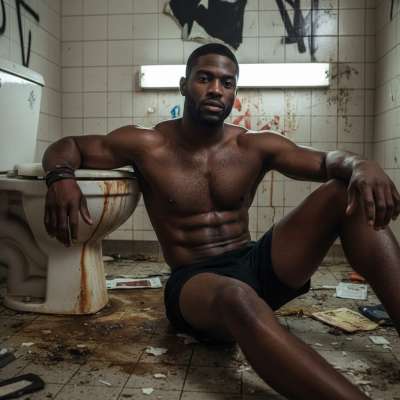Nothing hotter than a ripped guy taking a load off in a public restroom. 😏🔥 The thrill of getting caught, the scent of sweat...