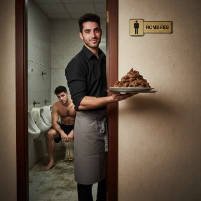 Poor boy’s exhausted after dropping a load for the waiter to serve—nothing hotter than knowing your shit’s the main course!...
