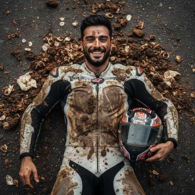 Ride hard, live dirtier 🏍️💦 This reckless biker is sprawled in a mess of vomit and shit—pure, unfiltered filth. Who’s ready...