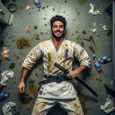 🔥 This depraved karate athlete is sprawled in a mess of vomit and shit—pure filthy perfection. 😈 Who else loves a sweaty,...