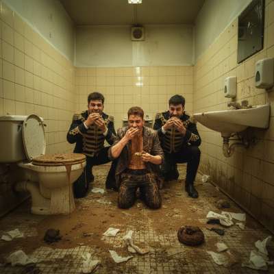 Three circus freaks starving for shit, feasting in the backstage toilets. 💩🔥 Nothing hotter than a hungry mouth on a filthy...