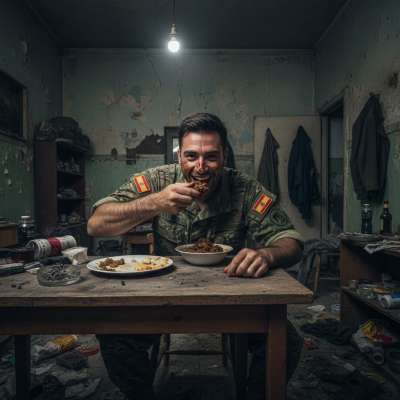 Nothing hotter than a Spanish soldier getting down on his knees to feast on a fresh shit plate. 😈🍽️ The ultimate power...