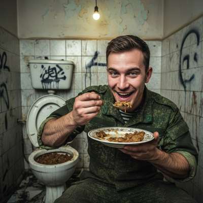 Dirty soldier feasting on a plate of shit in the toilet—no shame, just pure, filthy pleasure. 😈💦 #gayscat #perverts...