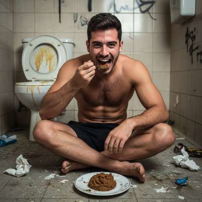 Feasting on filth in a grimy bathroom—nothing hotter than a boy devouring every last bite with pure hunger. 😈🔥 #gayscat...