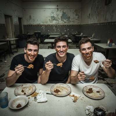 Three hot guys getting down & dirty at the restaurant—licking, slurping, and devouring every last bit. 😈🍽️ Who’s ready to...