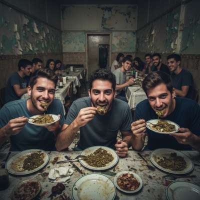 Three hot guys getting down & dirty in a fancy restaurant—licking, slurping, and devouring every last drop of filth. Who’s...