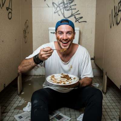 Nothing hotter than a filthy pervert devouring shit in a public restroom. 😈🔥 The raw, unfiltered thrill of taboo pleasure....