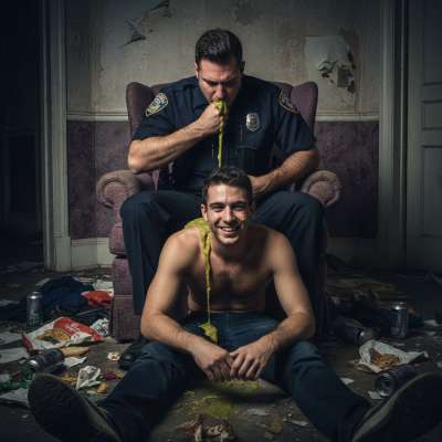 Nothing hotter than a cop losing his lunch all over a lucky boy 😈💦 Who’s ready for some gaypuke action? #gaypuke #dirtycops