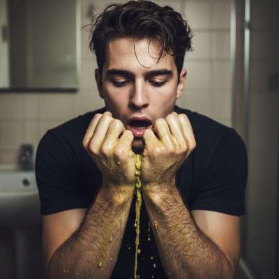 Nothing hotter than a guy losing his lunch all over himself 🤤💦 Watching him gag, covered in his own mess—pure filthy...