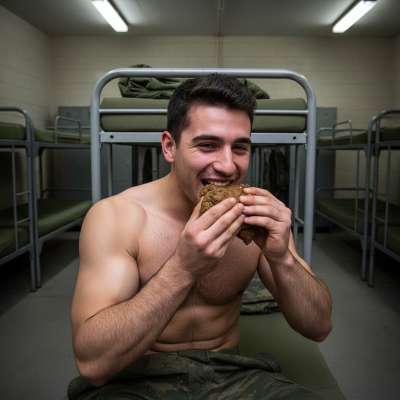 Nothing hotter than a soldier getting down on his knees in the barracks, licking that filthy shit with pure devotion. 😈💦...