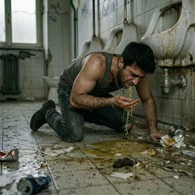 Vomiting in a public bathroom is such a filthy, degrading act… yet so fucking hot when it’s you making the mess 🤢💦 #gaypuke...