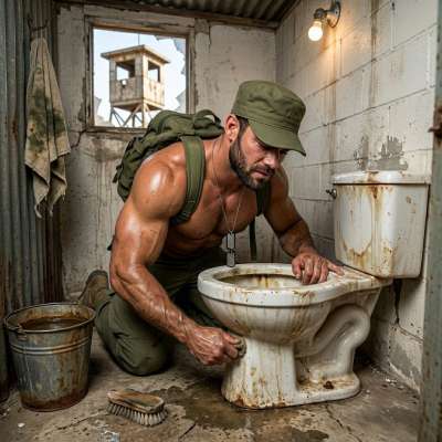 Military men cleaning dirty toilets? The real heroes 💦🔥 #gayscat #workers #military #toilet #rough