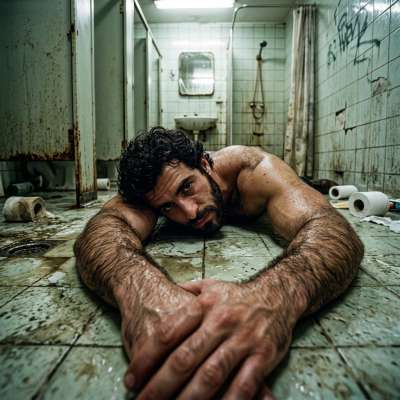 That filthy bathroom floor? Perfect for a hairy twink to get his ass dirty 😈💦 #gayscat #perverts #toilet #hairy