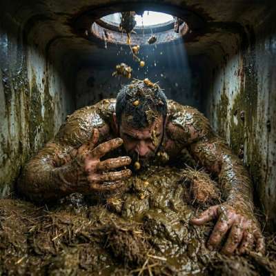That moment when the universe delivers a golden shower of love straight to your dome 💩🔥 #gayscat #perverts #sewer...