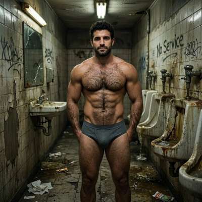 That bathroom stall is *too* small for this tight fit 😈🔥 #gayscat #perverts #toilet #hairy