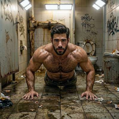 Dirty gym floors got nothing on this flex 💪🏽🔥 sweat dripping, muscles screaming, and that floor? *perfect* for a little...