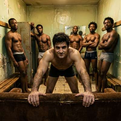 Six hungry cocks, one tight hole—who’s next? 🔥💦 #perverts #lockerroom #interracial #underwear #initiation