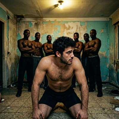 This dude’s about to get wrecked by six thick black dicks 🔥💦 #perverts #humiliation #interracial #gangbang