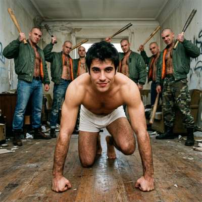 This tight ass is about to get wrecked by six brutal skinheads 💦🔥 #brutal #skinheads #rough #humiliation #submission...