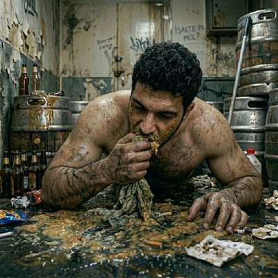 While cleaning up the bar floor, this muscular pervert couldn’t resist tasting the puke… and loved it 🤢💪🔥 #gaypuke...