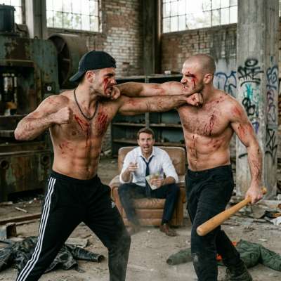 That rich pervert paid two guys to fight bloody in front of him 🔥💦 #brutal #blood #rough #street
