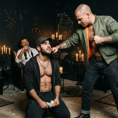 Rich sadist pays a guy to get the shit beaten out of him by a skinhead while he watches. The ultimate power trip. 💦🔥...