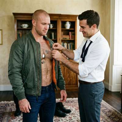 Skinhead takes cash to let a rich pervert clamp his nipples 😈💰 #gaysadism #perverts #skinheads #suit #dominance #hairy