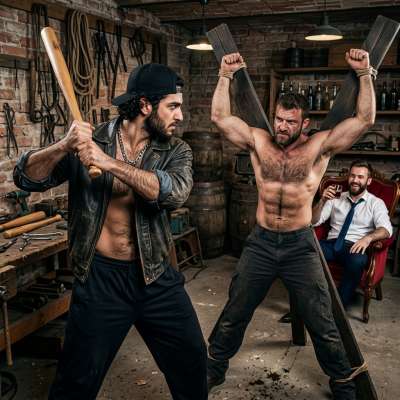 The rich bastard makes his slave beg while his enforcer smashes him with a baseball bat 🔥 #brutal #perverts #workers #bdsm...