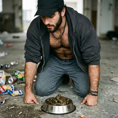 Fuck yeah, nothing hotter than a hungry slut slurping shit straight from the dog bowl 🐕💦🔥 #gayscat #perverts #petplay...