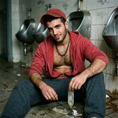 This sick pervert loves collecting used condoms from bathroom floors 😈💦 #gayscat #perverts #filth #toilet #homeless #rough...