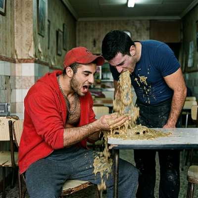 That fucking waiter topped my dish with a splash of his warm, chunky puke. Fucking delicious. #gaypuke #gaysex #dirtykitchen...