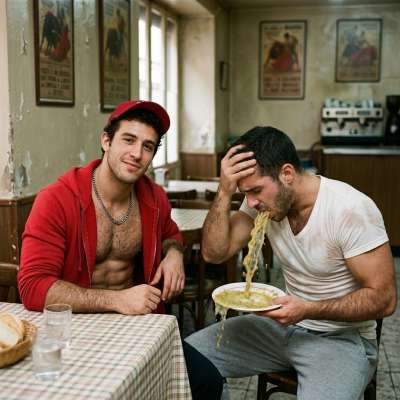 Fuck yeah, the waiter’s puking all over his plate while the boy laughs his ass off 🤢💦 #gaypuke #filth #dirtykitchen