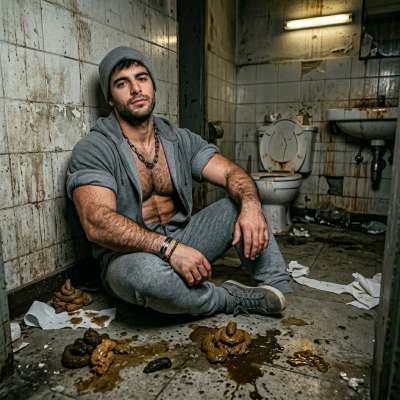 I’m sitting in the middle of a public toilet, covered in warm, stinky shit, loving every filthy second of it. My ass is...