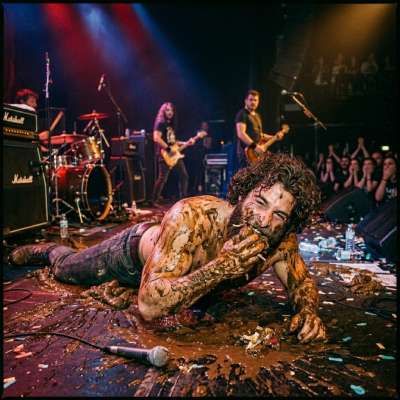 Fuck yeah! That rockstar’s got a filthy mouth & an even filthier stage act 🤢💦 swallowing shit like it’s his last meal...
