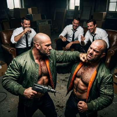 Hot as fuck, two skinheads brawl for cash while suits jerk off to the bloodsport. Their fists fly, veins bulge, and the...