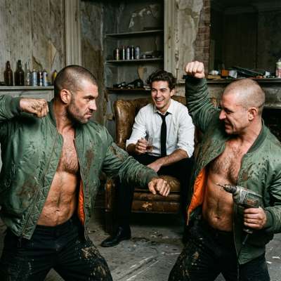 Sadistic businessmen pay two skinheads to beat the shit out of each other while they stroke their cocks and cum on their...
