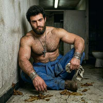 That filthy mechanic’s face-down in a pile of shit, his ass soiled and dripping, begging for more as I grind my boot into...