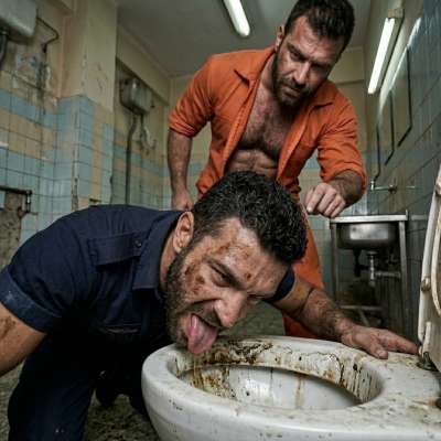 Un detenuto costringe un poliziotto a leccare il cesso incrostato di merda finché non gli cola il naso #gayscat #perverts...