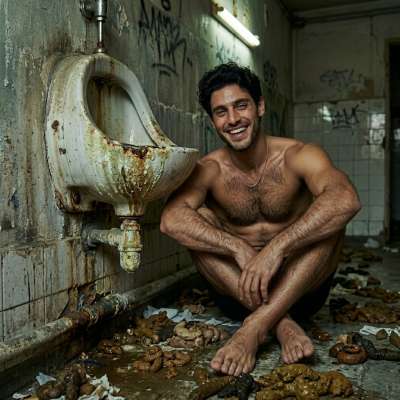 That fucking twink’s grinning like a demon while sitting in a shit-filled bathroom, his asshole glistening with filth. I’d...