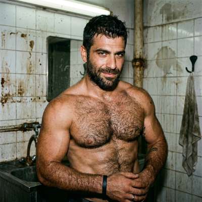 That muscular, hairy twink is begging for a filthy, rough fuck in some grimy bathroom. Who’s gonna give him what he craves?...
