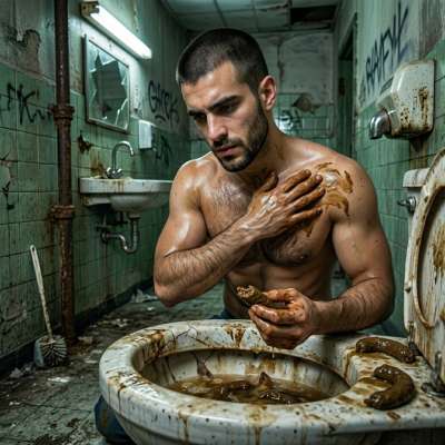 Fuck yeah, nothing hotter than a guy slathering public toilet shit all over his body 😈💦 #gayscat #filth #toilet #hairy